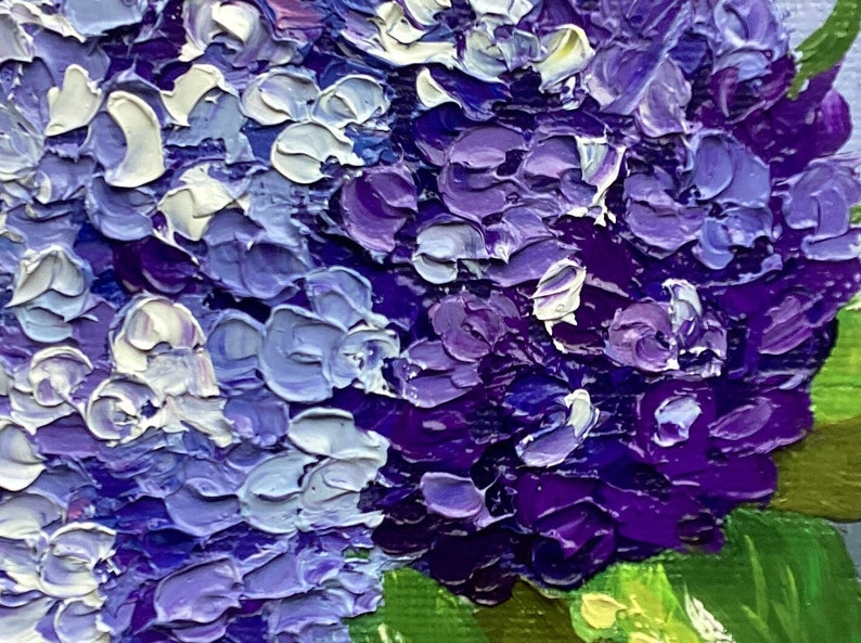 Hydrangea Painting Purple Flowers Impasto Oil Artwork Original Art - Etsy