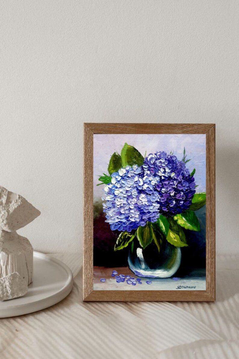 Hydrangea Oil Painting: Flowers Impasto, Original Art 6x8 - Etsy