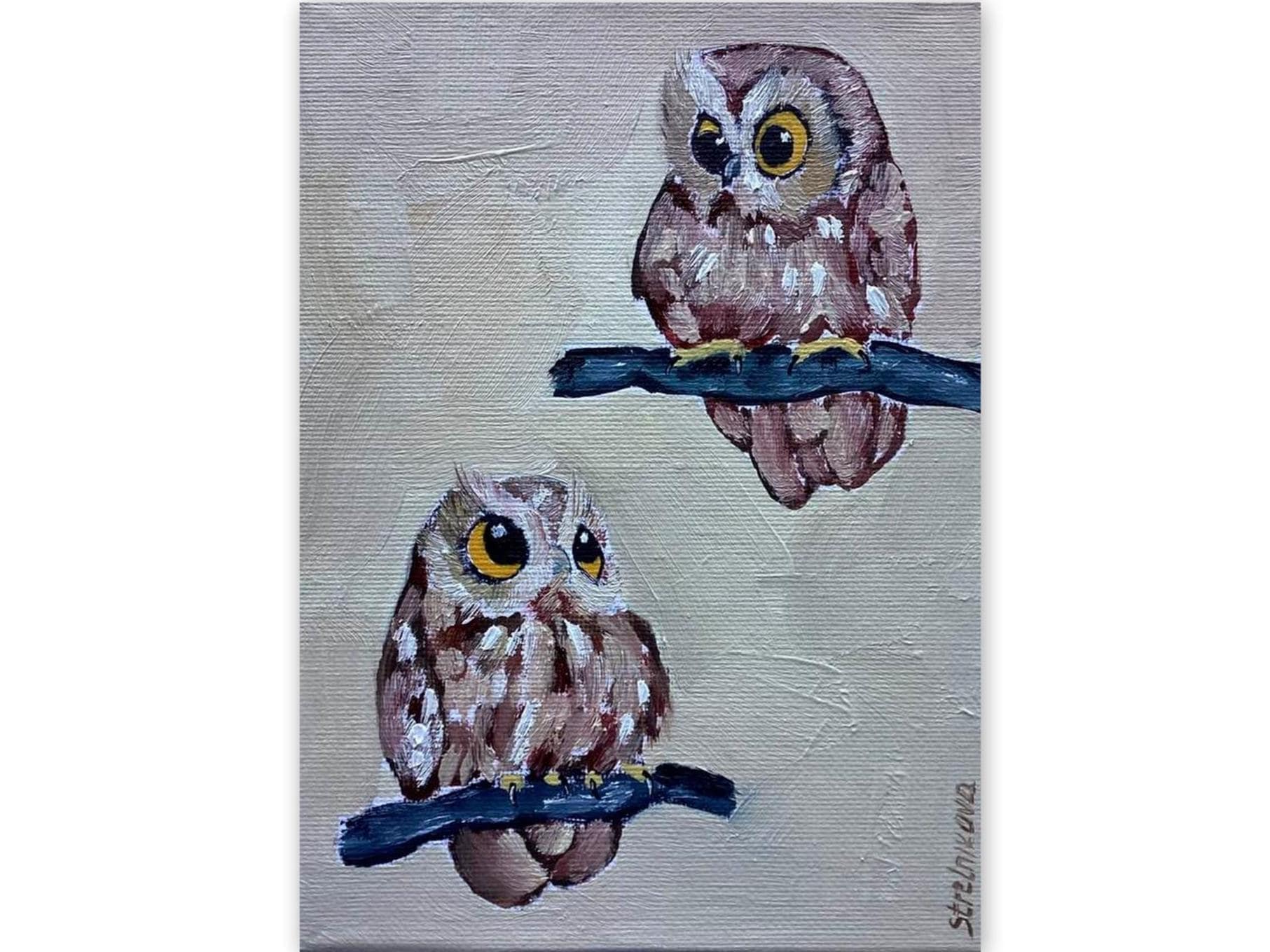 Cute Owl Duo Wall Art Minimalist Bird Art Wildlife Home Decor Perfect Gift for Owl Lovers Original A