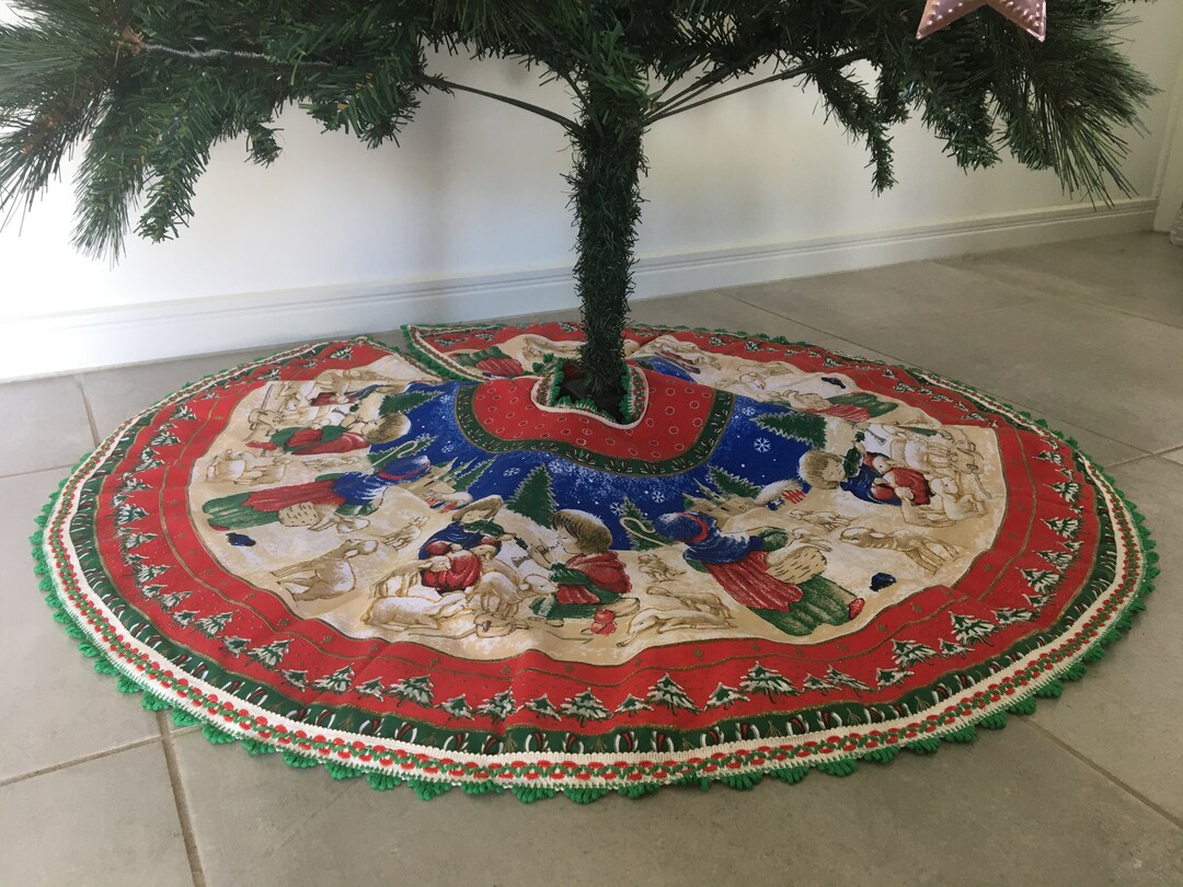 Christmas Tree Skirt Nativity Etsy