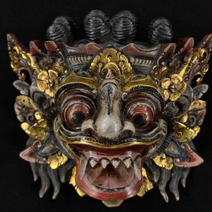 8” Boma Balinese Wooden Mask Bali Wood Carving Bali Art Home Decor Wall Art Decor Wood Sculpture