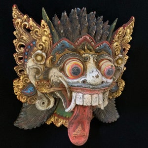 Rangda Bali Mask Balinese Mythology Demon Queen Balinese Mask Wood Sculpture Hand Carved Barong Mask Art Decor Wall Mask Wood Carving