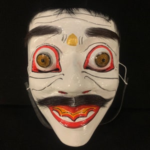 Hand Carved, Jauk Manis Barong Bali, Wooden Mask, Balinese Mask, Vintage Traditional Mask, Art Decorative, Wall Art Decor, Wood Sculpture