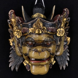 Unique Wooden Balinese Mask, Bali Wood Mask, Wall Art Wood Decor, Wood Gifts, Hand Painted, Wood Carving, Bali Barong, Balinese Art Decor
