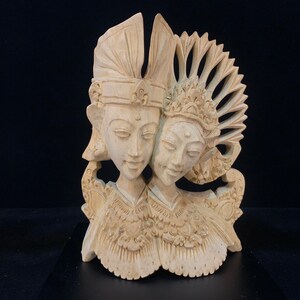 Balinese Wedding Couple Wooden Statue Bali Wood Sculpture Wood Carving Home Decor