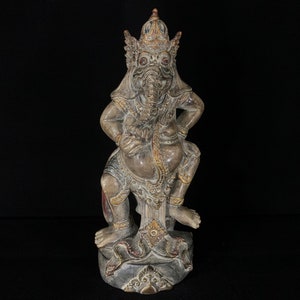Ganesha Wooden Sculpture Lord Ganesh Balinese Wood Statue Ganesha Figurine Hand Carving Home Decor Art Decor Bali Wood Statue Vintage Decor