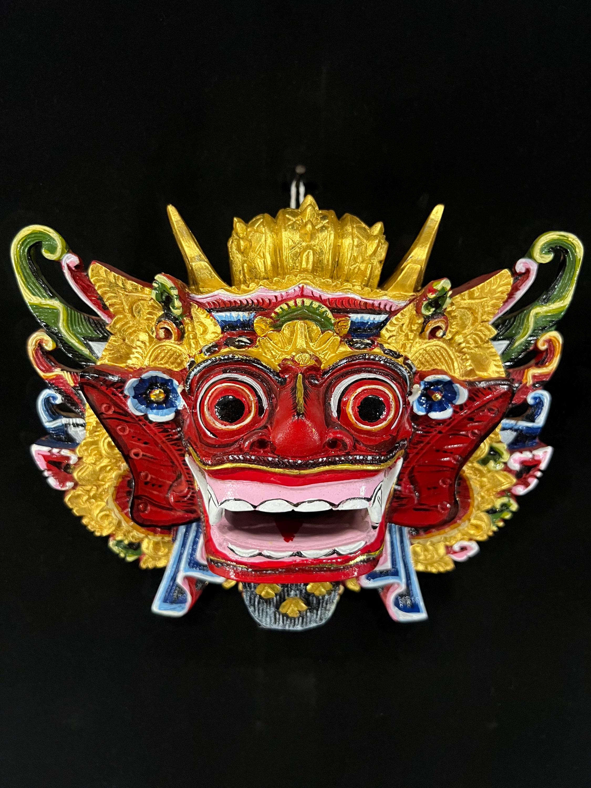 Hand Carved Teak Bali Barong Mask, Balinese Wall Decor (8x9x4) - Etsy