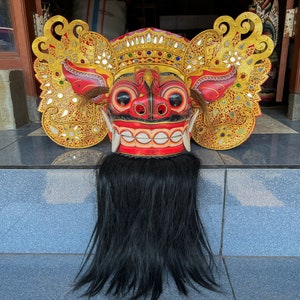 Barong Mask Wooden Barong Bali Mask Balinese Barong Hand Carved Barong Mask Home Decor Wall Art Decor Wall Mask Decor