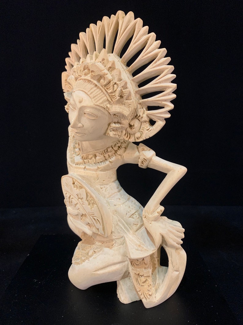 Balinese Legong Dancer Wooden Statue Bali Wood Carving Legong Sculpture Home Decor image 3