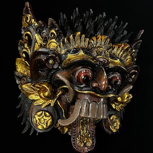 Rangda Bali Mask Balinese Mythology Demon Queen Balinese Mask Wood Sculpture Hand Carved Barong Mask Art Decor Wall Mask Wood Carving