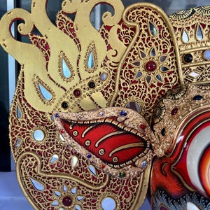 Hand Carved Barong Mask: Balinese Mythology Wall Art Decor image 6