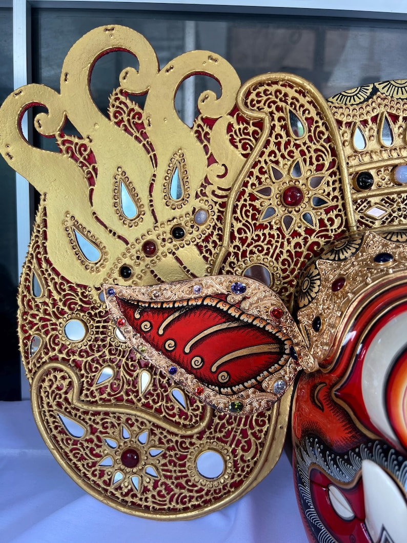 Hand Carved Barong Mask: Balinese Mythology Wall Art Decor image 6