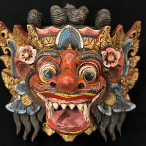 Boma Balinese Mask Wood Mask Giant Wood Bali Mask Wooden Sculpture Home Decor Wall Art Decor Bali Barong Mask Vintage Decor
