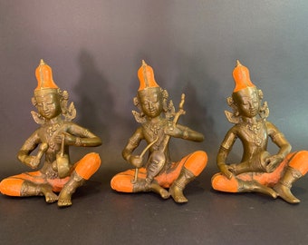 Three Thai Musicians Bronze Sculpture Musical Bronze Statue Musician Figurine Gifts Home Decor