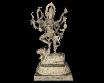 21.5” Mahakali Bronze Statue Maa Kali Figurine Hindu Goddess Mahakali Sculpture Home Decor Gifts