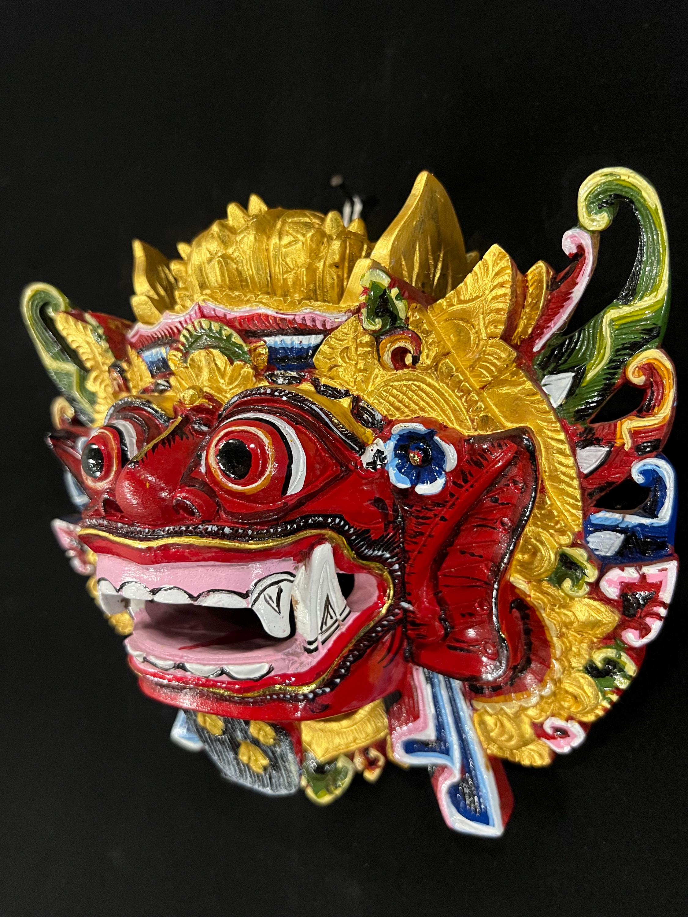 Hand Carved Teak Bali Barong Mask, Balinese Wall Decor (8x9x4) - Etsy