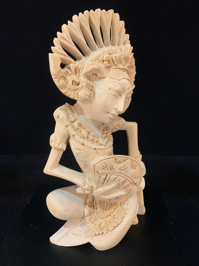 Balinese Legong Dancer Wooden Statue Bali Wood Carving Legong Sculpture Home Decor image 2