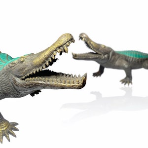 20.5” Crocodile Bronze Animal Sculpture Crocodile Statue Garden Decoration, Home Decor