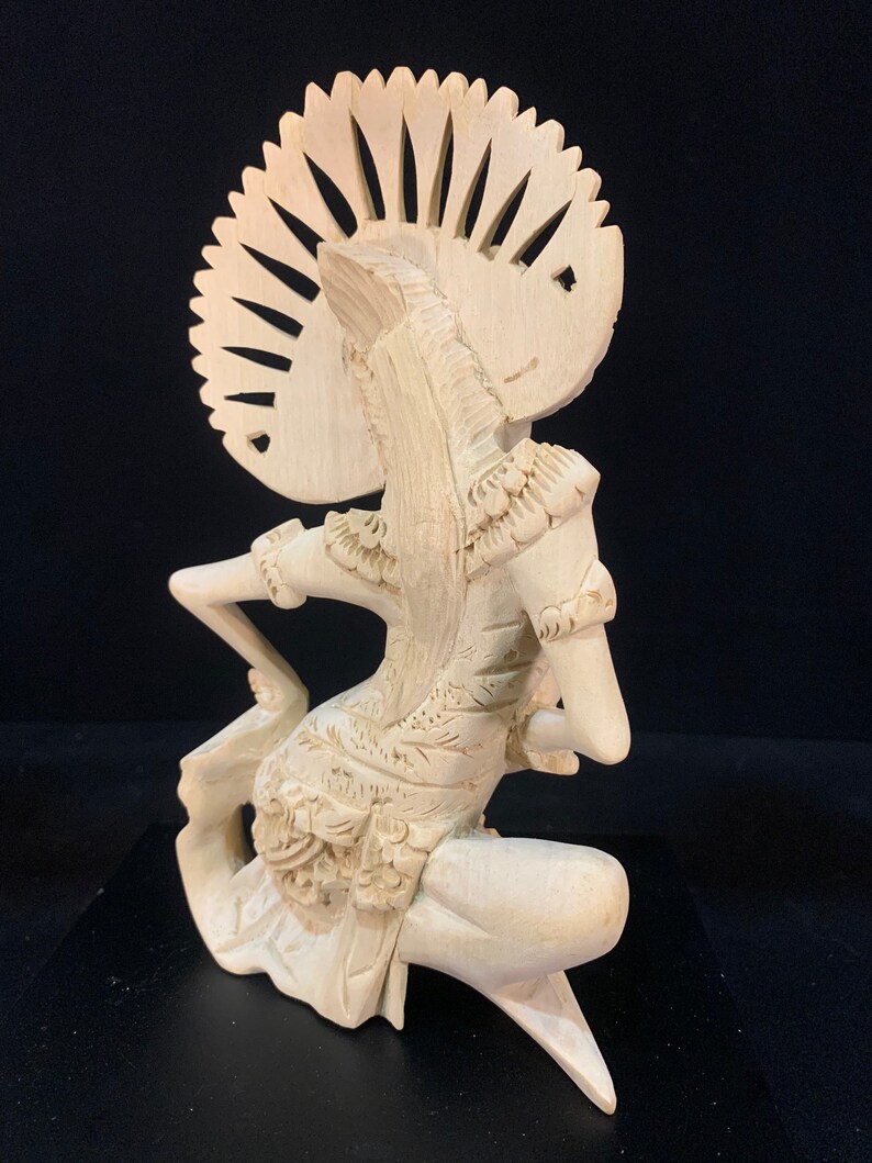 Balinese Legong Dancer Wooden Statue Bali Wood Carving Legong Sculpture Home Decor image 4