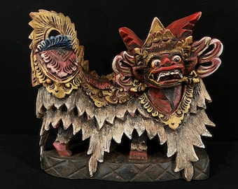 Bali Barong Wooden Carving, Barong Wood Statue, Wooden Sculpture, Baliness Art Decor, Home Art Decor, Table Top, Gifts, Barong Miniature