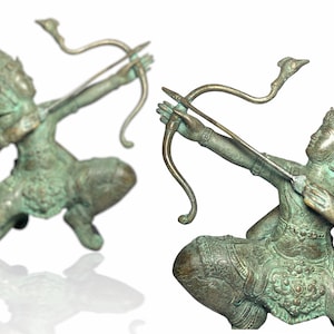 11.5” Lord Arjuna Bronze Statue Arjuna Sculpture Lord Arjuna Figurine Home Decor