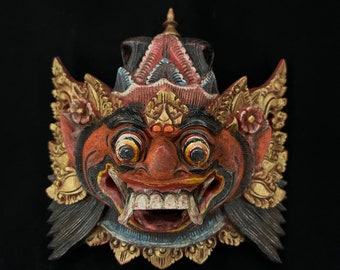 Boma Wooden Mask Bali Mask Hand Carving Vintage Mask Art Decor Balinese Mask Wall Decor Home Decor