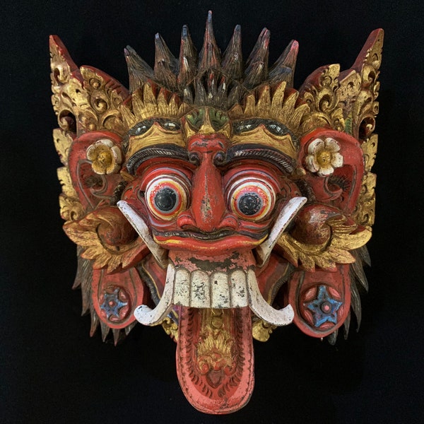 Rangda Bali Mask, Balinese Mythology, Demon Queen Balinese Mask, Wooden Sculpture, Wall Art Decor