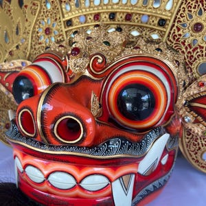 Hand Carved Barong Mask: Balinese Mythology Wall Art Decor image 8