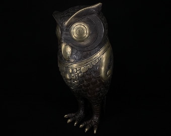 Owl Decor, Bird Figurine, Bronze Statue, Animal Sculpture, Owl Bronze Sculpture, Vintage Decor, Home Decor