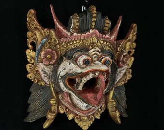 Hand Carved Garuda Mask: Indonesian Teak Wood Eagle Sculpture