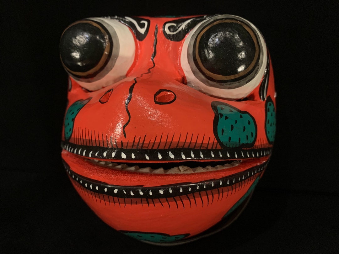 Frog Wood Sculpture, Green Frog Decor, Wood Carving, Hand Carved, Frog