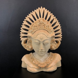 Balinese Legong Dancer Wooden Statue Bali Wood Sculpture Wood Carving Figurine Home Decor