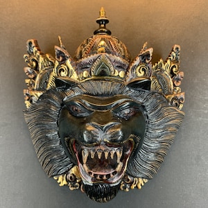 8.5” Tiger Wooden Mask Balinese Mask Bali Mask Wood Art Home Decor Wall Art Decor Gifts Wood Gifts Wooden Furniture and Decor