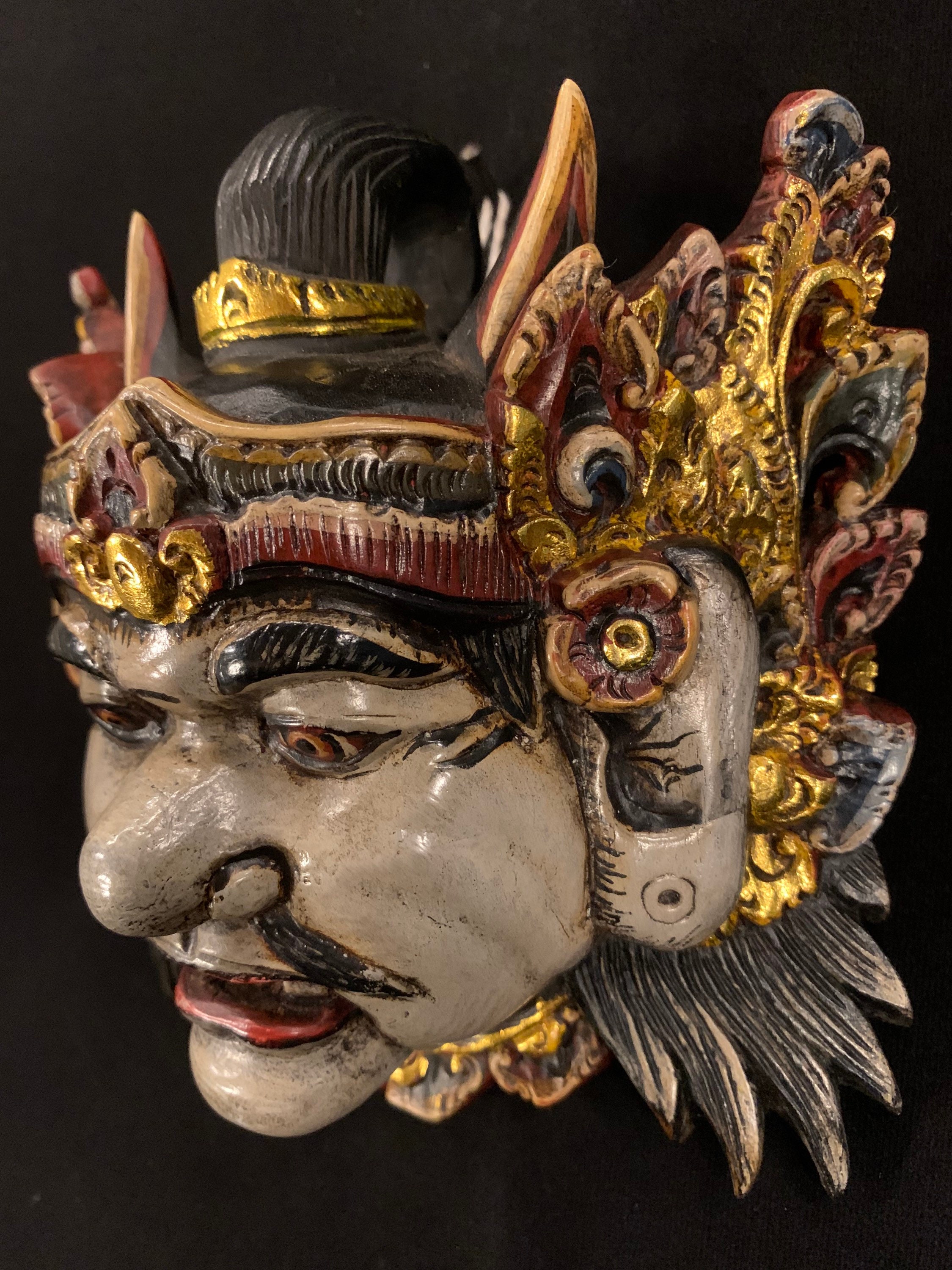 Hanu Mask Hand Carved Teak Wood Hanuman Mask, Balinese Wall Decor (7x7x3) - Etsy