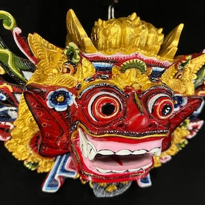 Bali Barong Wooden Mask, Balinese Art Mask, Hand Carving, Home Decor, Wall Mask Decor, Wall Art Decor, Wood Sculpture, Vintage Decor