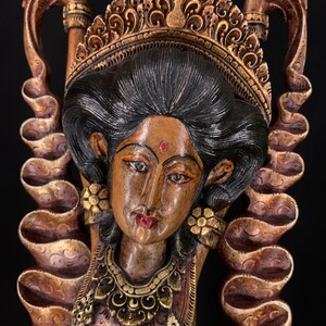 Huge Balinese Legong Dancer, Vintage Bali Dancer, Wooden Statue, Hand Carving, Hand Painted, Balinese Wood Sculpture, Bali Art Decor image 2