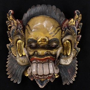 Bali Wood Mask Balinese Dance Balinese Mythology Wood Sculpture Hand Carved Barong Mask Art Decor Wall Mask Home Decorations Wall Hangings