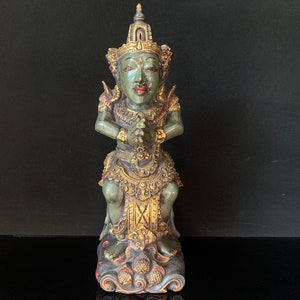 Krishna Wooden Sculpture Balinese Wood Statue Ramayana Figurine Home Decor Art Decor Bali Wood Statue Vintage Statue