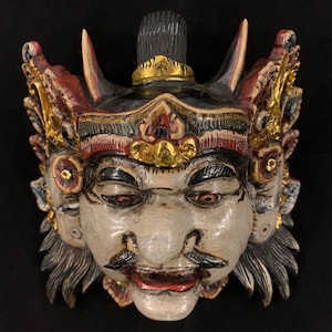 Escultura de decoração de parede, escultura em madeira, esculpida à mão, ornamento, inauguração de casa, decoração de casa, decorações de parede, máscara de madeira balinesa, decoração de arte de Bali