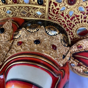 Hand Carved Barong Mask: Balinese Mythology Wall Art Decor image 9