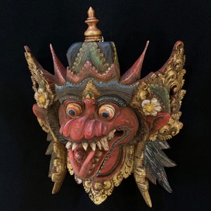 Balinese Dragon Wood Mask Vintage Wall Mask Barong Wood Mask Bali Mask Wall Art Decor