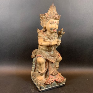 Baladeva Wood Statue Balarama Statue Bali Vintage Wooden Sculpture Balinese Legend Antique Art Decor Hand Painted Home Decor