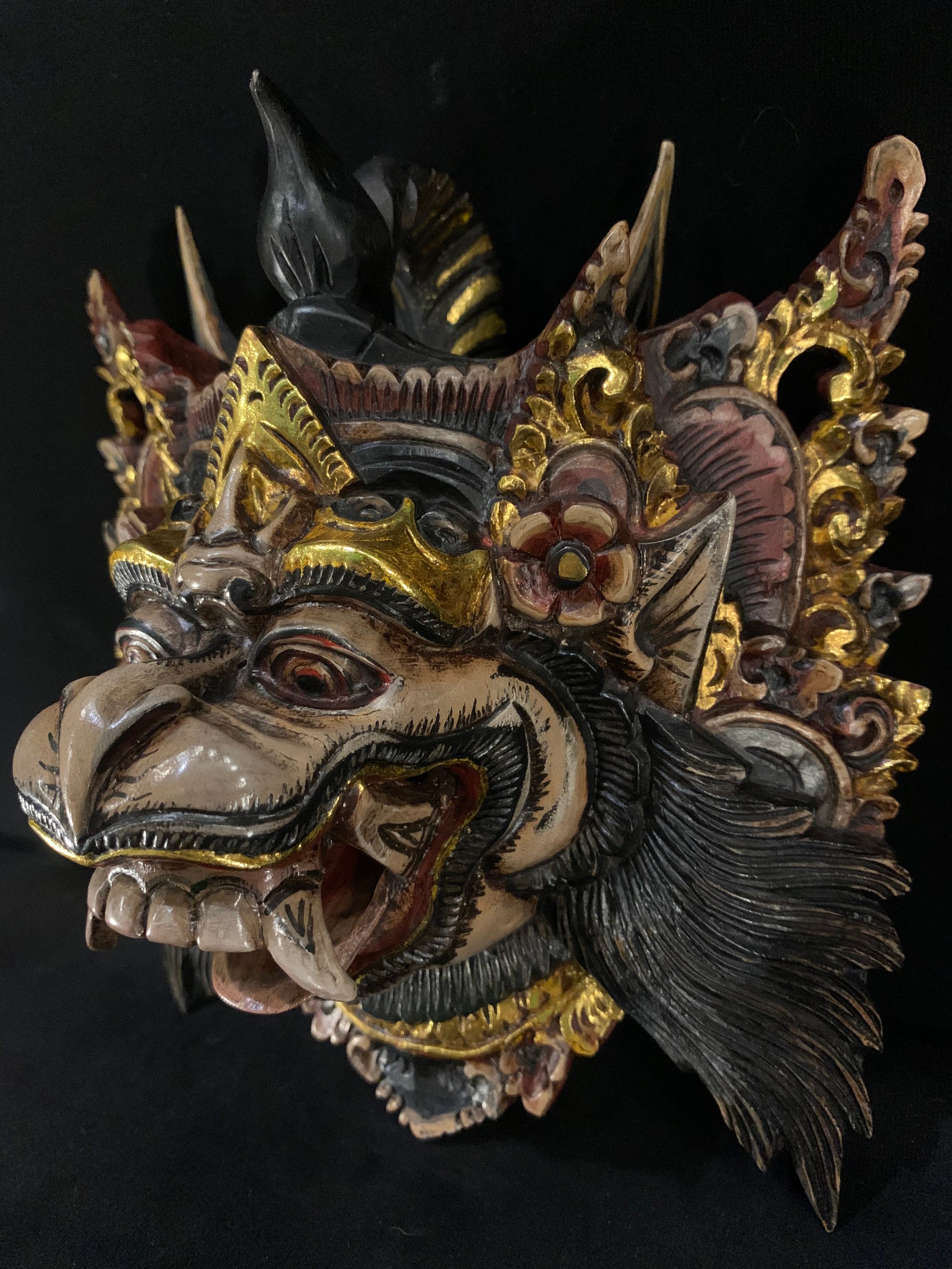 Hanu Mask Hand Carved Teak Wood Hanuman Mask, Balinese Wall Decor - Etsy