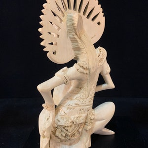 Balinese Legong Dancer Wooden Statue Bali Wood Carving Legong Sculpture Home Decor image 5