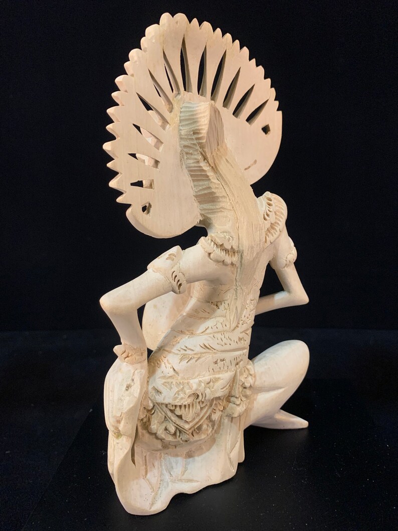 Balinese Legong Dancer Wooden Statue Bali Wood Carving Legong Sculpture Home Decor image 5