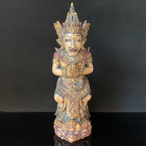 Rama Wooden Sculpture Ramayana Statues Vintage Couple Art Decor Bali Wood Sculpture Home Decor Wedding Gift Hand Carved