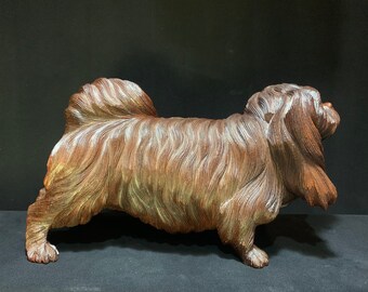 Statue In Legno Fatte A Mano | Figure In Legno Della Famiglia Di Cani | Un Regalo Caldo Per Gli Amanti Dei Cani | Carino Cucciolo Ornamento Figurina Statua Scultura (A - 9
