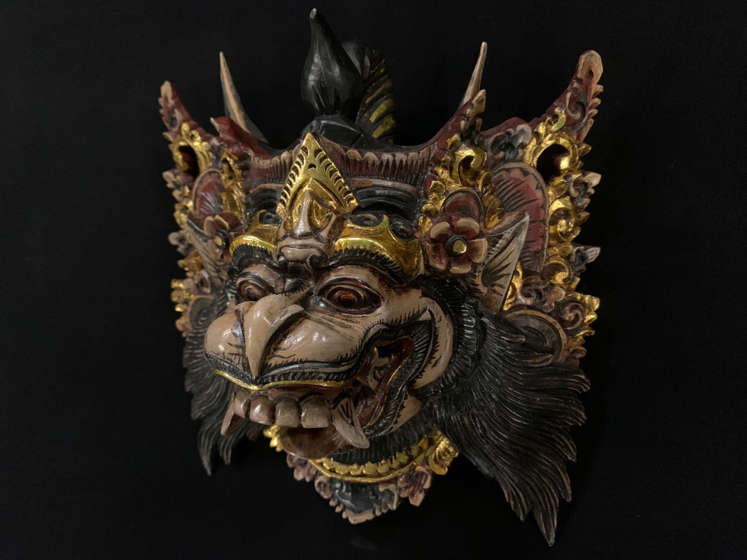 Hand Carved Teak Wood Hanuman Mask, Balinese Wall Decor - Etsy