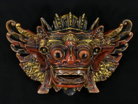 Hand Carved and Painted Barong Mask /wings Hand Carved and Painted Barong Mask /wings