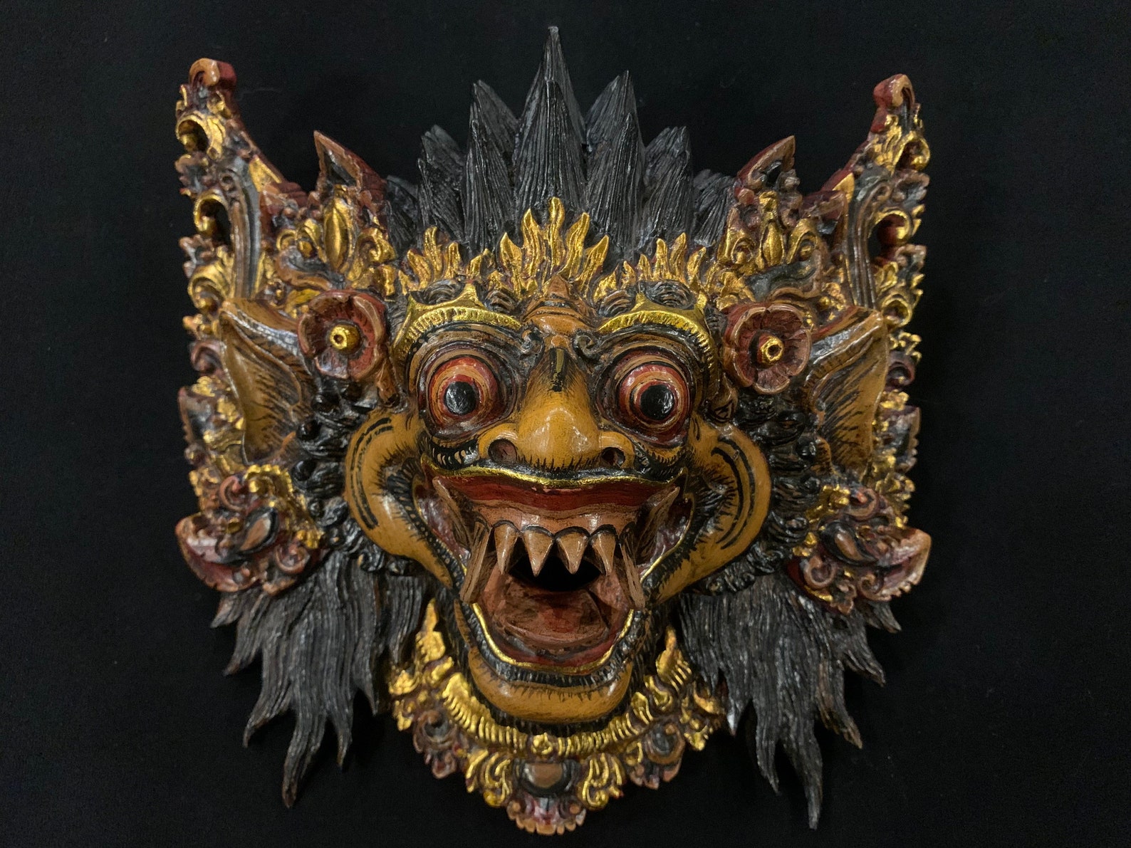 Antique Narasimha Bali Wooden Mask Balinese Lion Wood Etsy
